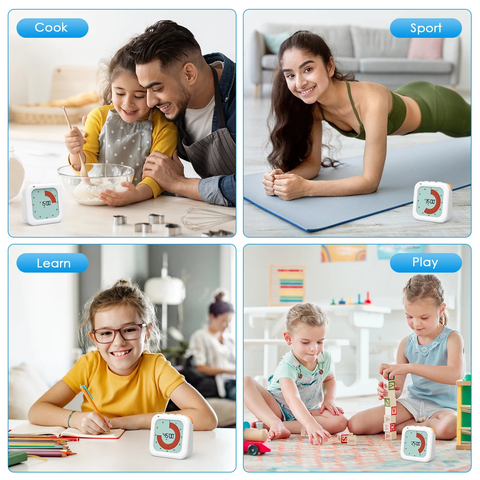 Visual Timer Digital Countdown Timer 60-Minute Silent Classroom Timer Management Tool for Home School Office Kitchen