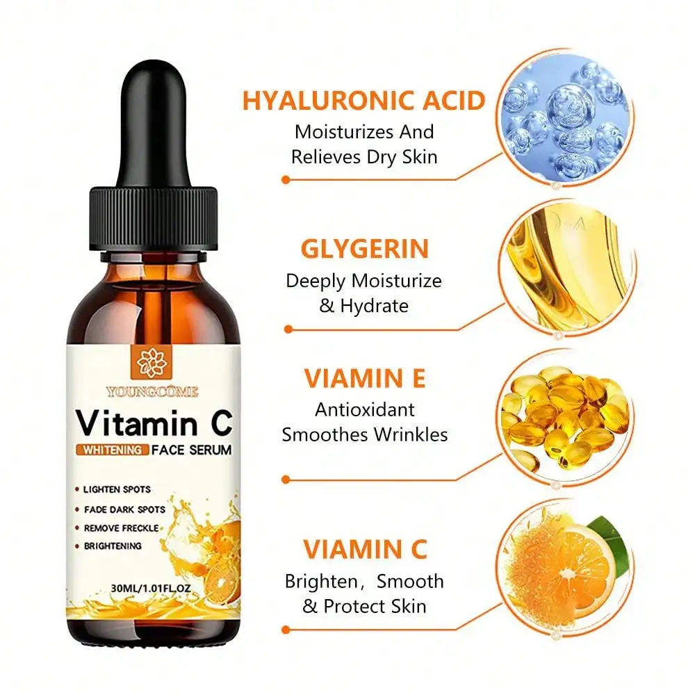 Vitamin C Facial Essence Contains Hyaluronic Acid Dark Spot Remover Moisturizing Repair Anti-aging Essence Facial Skin