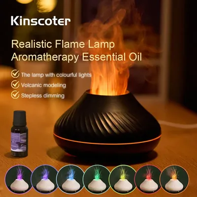 Volcanic Aroma Diffuser Essential Oil Lamp 130ml USB Portable Air Humidifier with Color Flame Night Light Volcanic Aroma Diffuser Essential Oil Lamp 130ml USB Portable Air Humidifier with Color Flame Night Light