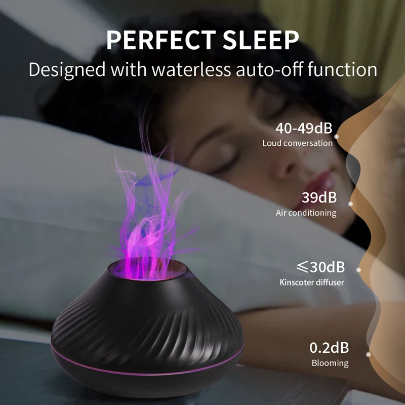 Volcanic Aroma Diffuser Essential Oil Lamp 130ml USB Portable Air Humidifier with Color Flame Night Light Volcanic Aroma Diffuser Essential Oil Lamp 130ml USB Portable Air Humidifier with Color Flame Night Light