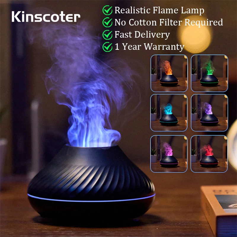 Volcanic Aroma Diffuser Essential Oil Lamp 130ml USB Portable Air Humidifier with Color Flame Night Light Volcanic Aroma Diffuser Essential Oil Lamp 130ml USB Portable Air Humidifier with Color Flame Night Light