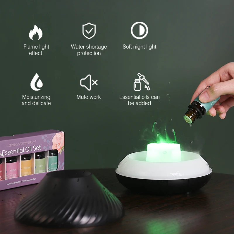 Volcanic Aroma Diffuser Essential Oil Lamp 130ml USB Portable Air Humidifier with Color Flame Night Light Volcanic Aroma Diffuser Essential Oil Lamp 130ml USB Portable Air Humidifier with Color Flame Night Light