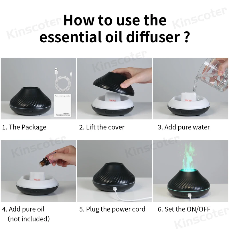 Volcanic Aroma Diffuser Essential Oil Lamp 130ml USB Portable Air Humidifier with Color Flame Night Light Volcanic Aroma Diffuser Essential Oil Lamp 130ml USB Portable Air Humidifier with Color Flame Night Light
