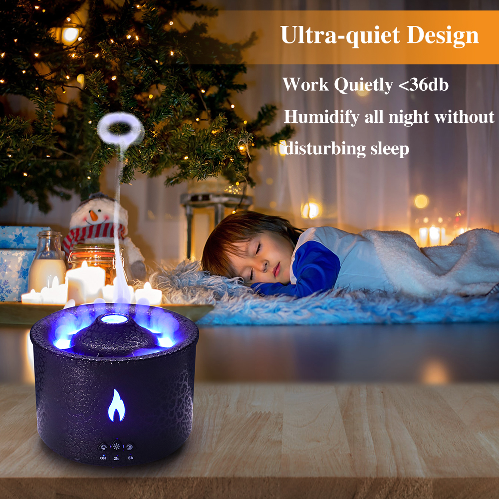 Volcano Fire Flame Air Humidifier Aroma Diffuser Essential Oil with Remote Control