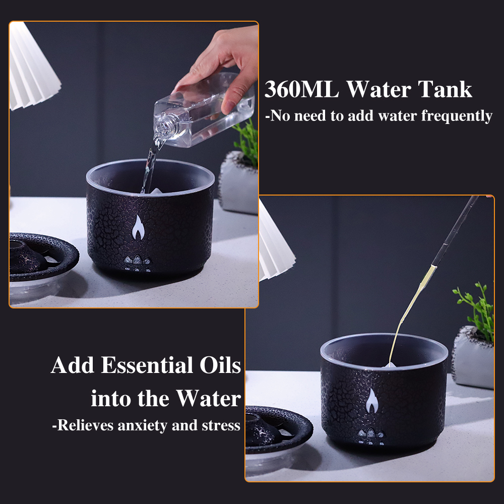 Volcano Fire Flame Air Humidifier Aroma Diffuser Essential Oil with Remote Control