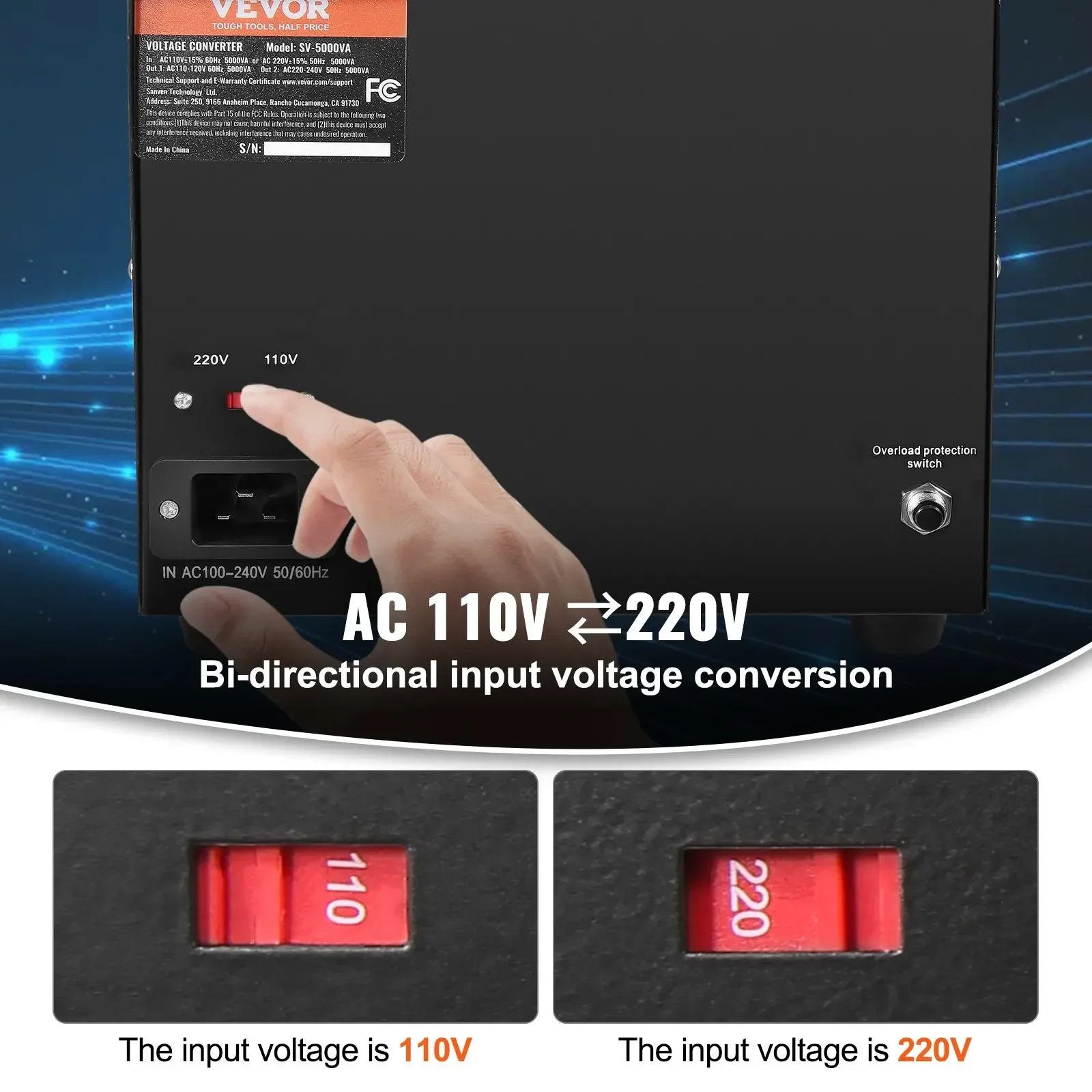 Voltage Converter Transformer 2000W 5000W Heavy Duty Step Up/Down Transformer Convert 110V to 220V and 220V to 110V