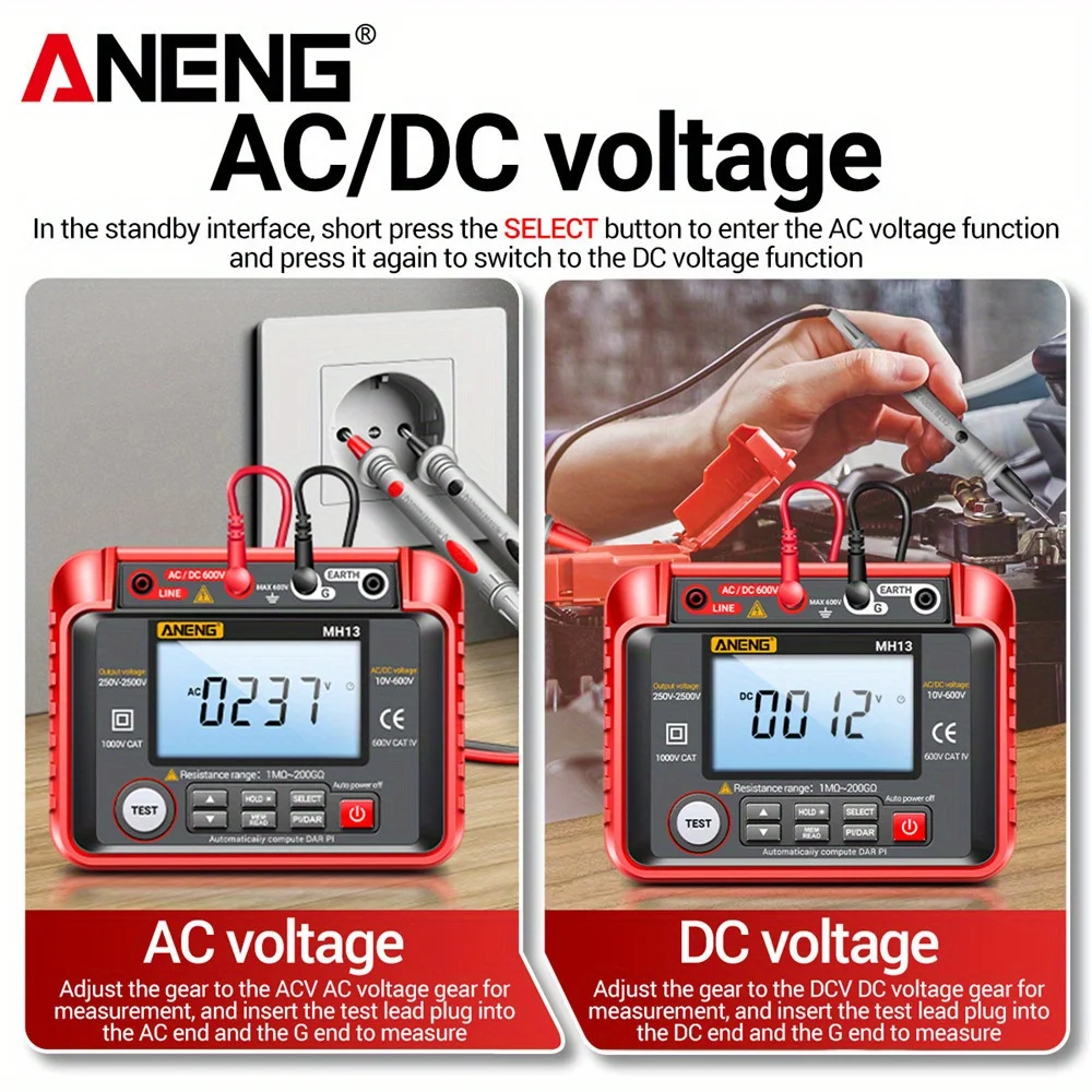 Voltage Tester Digital Multimeter Megometro Insulation Earth High Resistance Meter Tester Megohmmeter Tool Voltage Tester Digital Multimeter Megometro Insulation Earth High Resistance Meter Tester Megohmmeter Tool