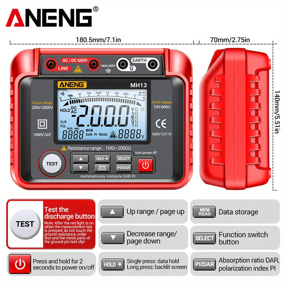 Voltage Tester Digital Multimeter Megometro Insulation Earth High Resistance Meter Tester Megohmmeter Tool Voltage Tester Digital Multimeter Megometro Insulation Earth High Resistance Meter Tester Megohmmeter Tool