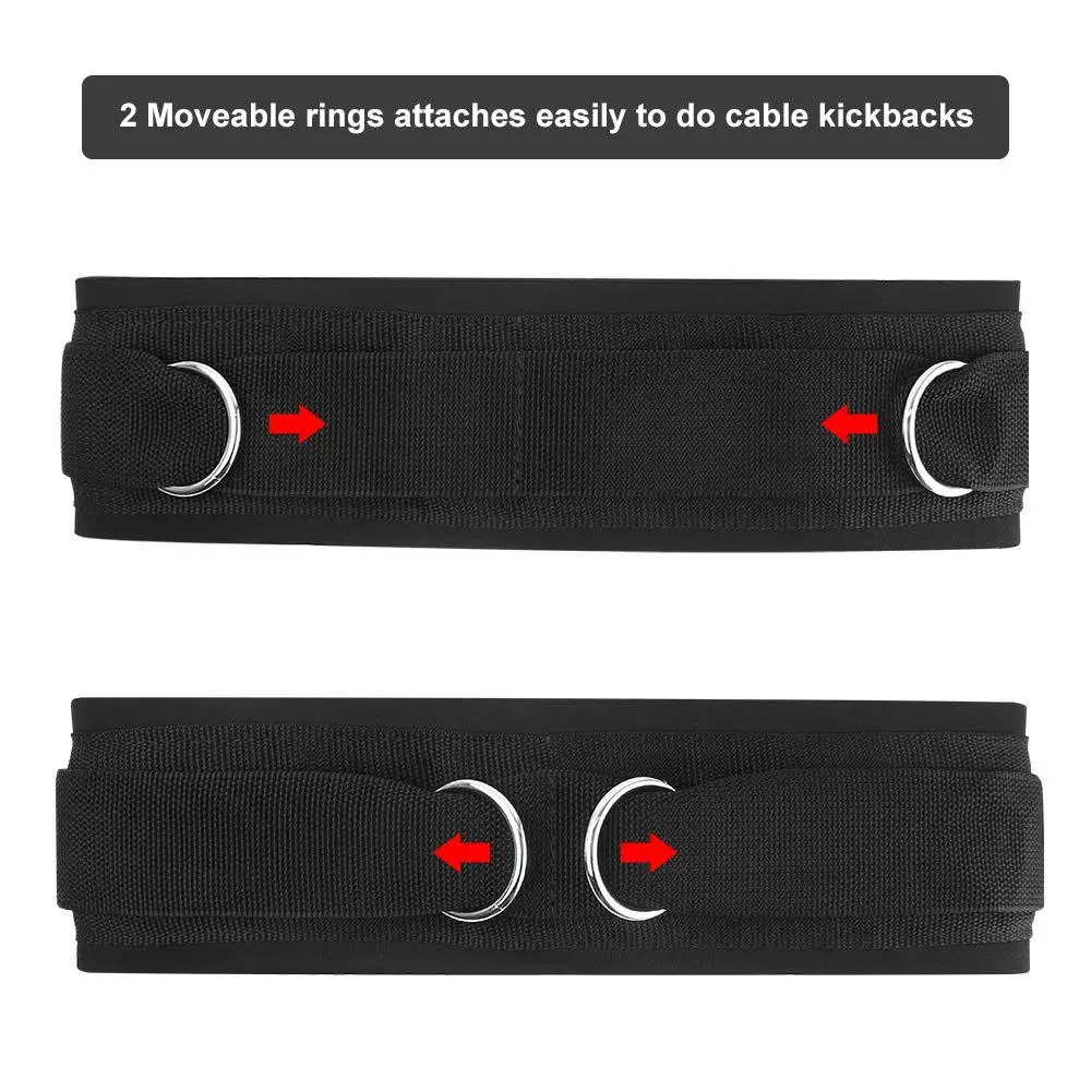 Waist Belt Neoprene Padded Gym Pulley Strap with Rings for Cable Machines Fitness Exercise Speed Agility Resistance Waist Belt Neoprene Padded Gym Pulley Strap with Rings for Cable Machines Fitness Exercise Speed Agility Resistance