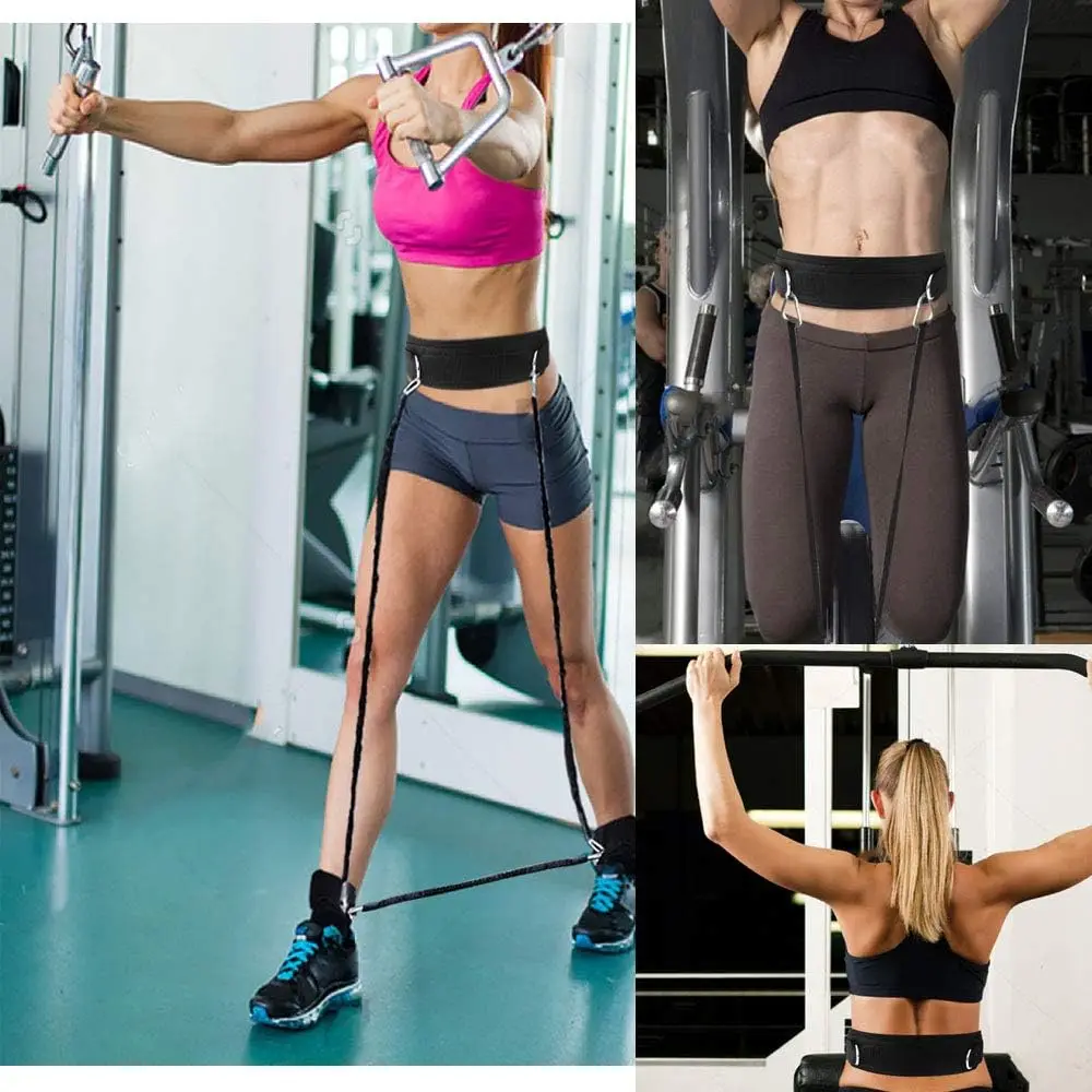Waist Belt Neoprene Padded Gym Pulley Strap with Rings for Cable Machines Fitness Exercise Speed Agility Resistance Waist Belt Neoprene Padded Gym Pulley Strap with Rings for Cable Machines Fitness Exercise Speed Agility Resistance