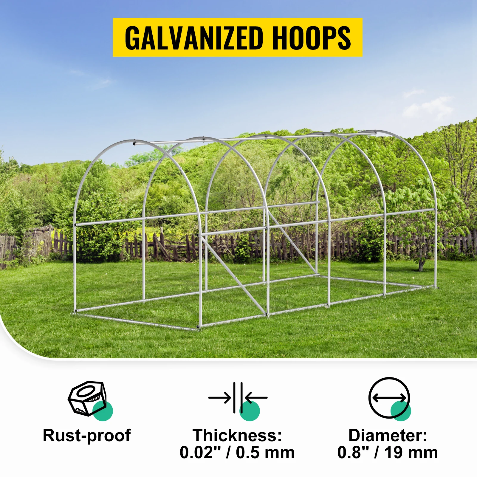 Walk-in Tunnel Greenhouse Galvanized Frame with Waterproof Cover 15x7x7 or 10x7x7 or 20x10x7 or12x7x7 ft Greenhouses