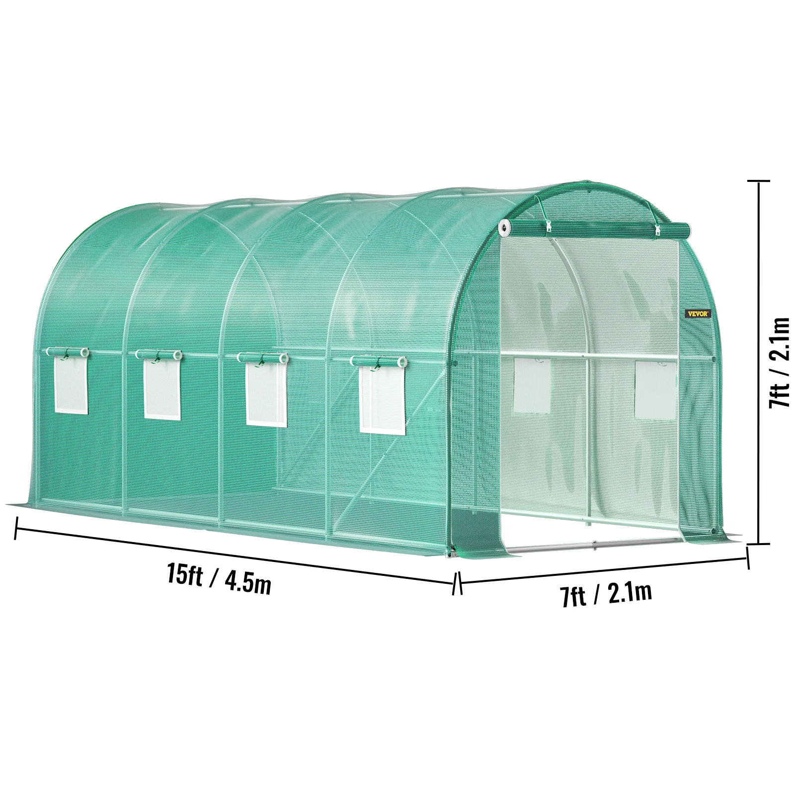 Walk-in Tunnel Greenhouse Galvanized Frame with Waterproof Cover 15x7x7 or 10x7x7 or 20x10x7 or12x7x7 ft Greenhouses
