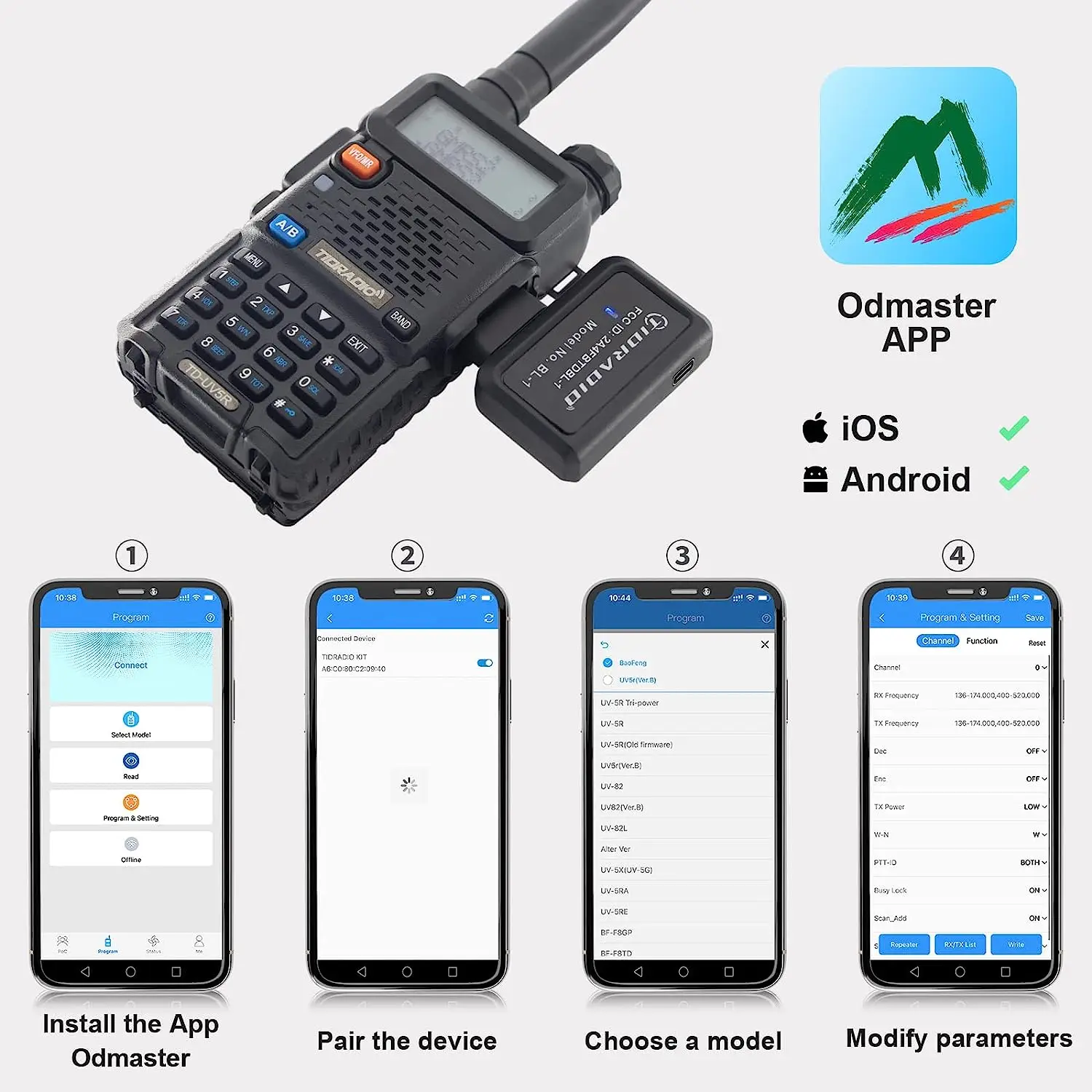Walkie Talkie ham Radio Cable Wireless Programmer Phone APP Bluetooth programming for Baofeng UV 5R BF-888S Radio