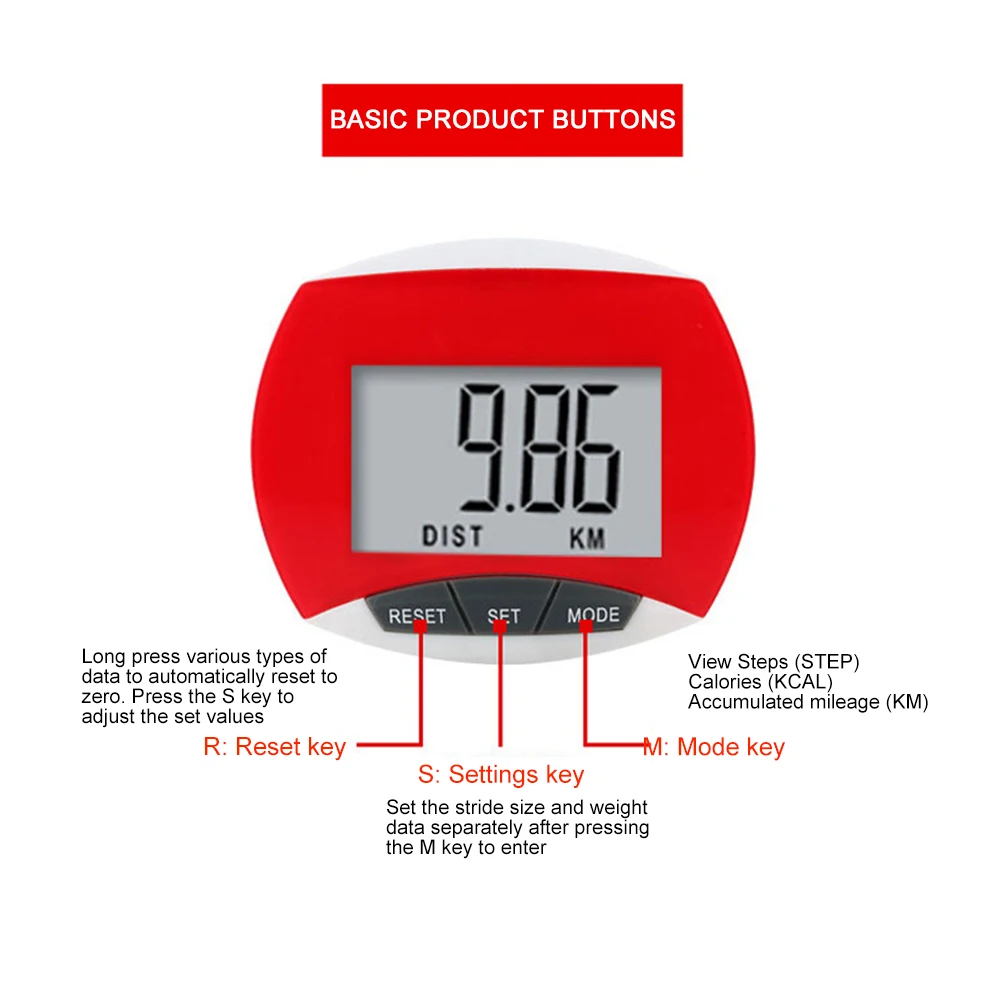 Walking Distance Step Pedometer LCD Display Electronic Running Distance Monitor Multi-Function for Men Women Kids Walking Distance Step Pedometer LCD Display Electronic Running Distance Monitor Multi-Function for Men Women Kids