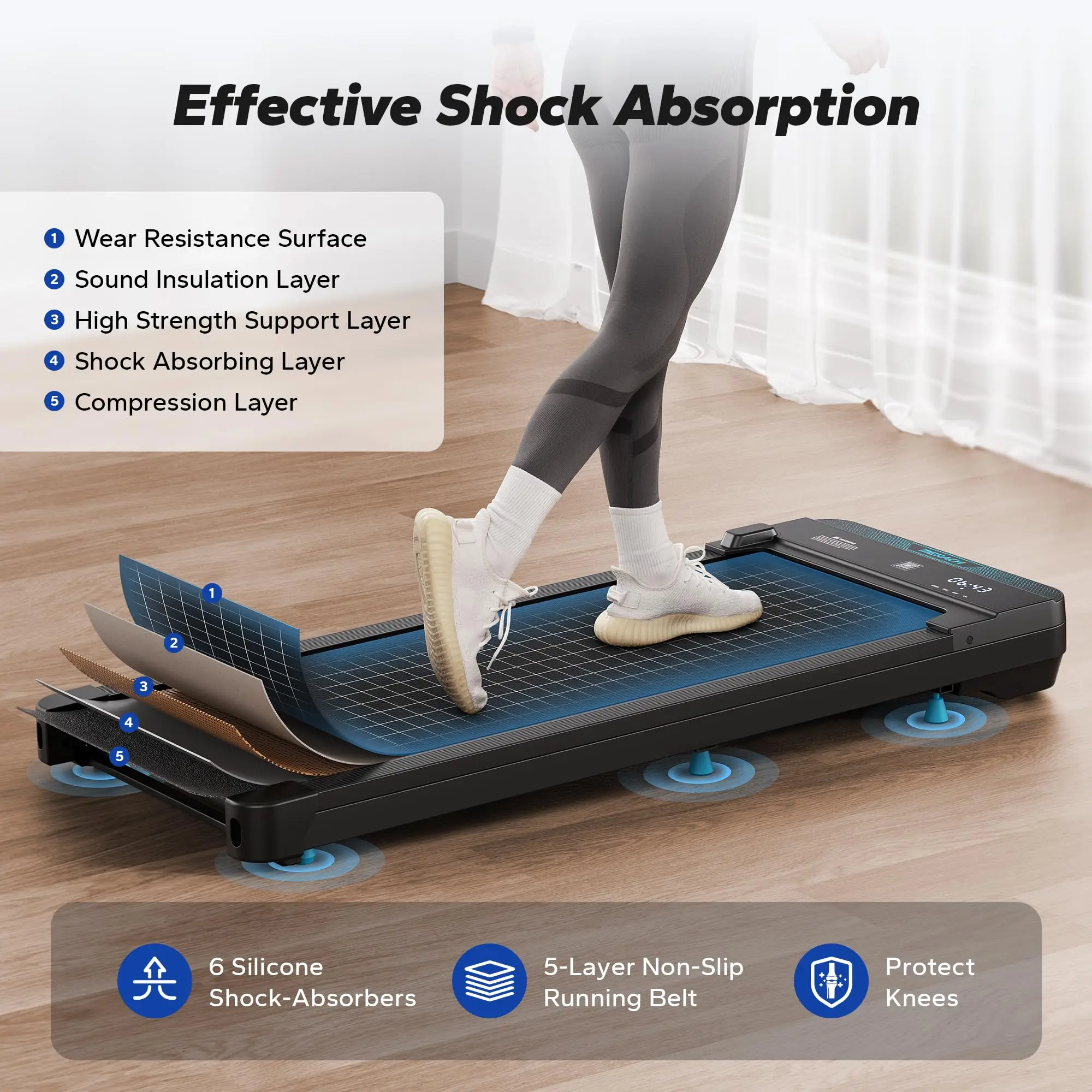 Walking Pad Small Treadmill for Home and Office Under Desk Treadmill with Max 3.8MPH 40 dB 2in1 Quiet Portable Mini