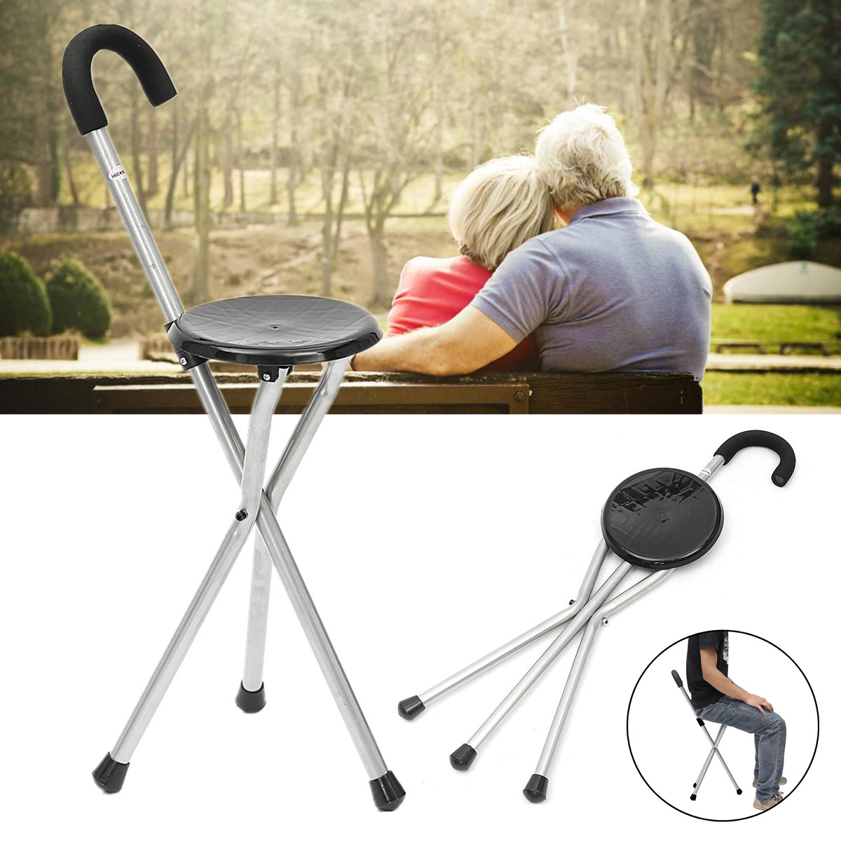 Walking Stick With Seat Portable Stool Walking Stick With Seat Portable Stool