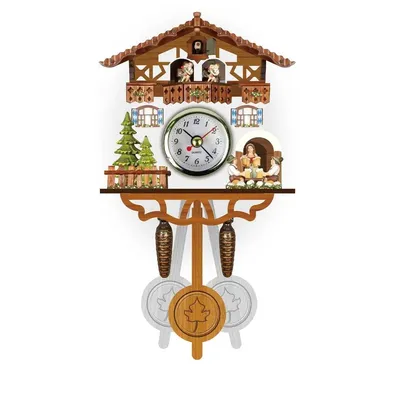 Wall Clock Scandinavian Style Wooden Clock Creative Cuckoo Clock Retro Style Clock 3D Chiming Decor Forest Silent Decor