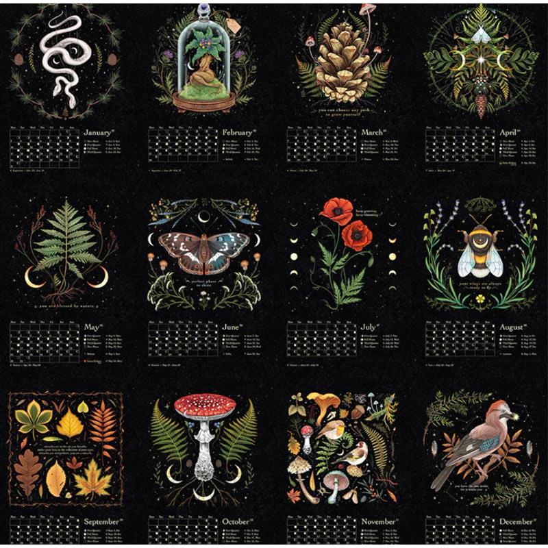 Wall Dark Forest Lunar Calendar 2022