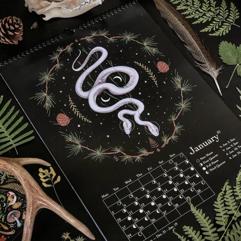 Wall Dark Forest Lunar Calendar 2022