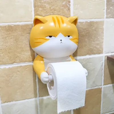 Wall Mount Cat Toilet Paper Holder