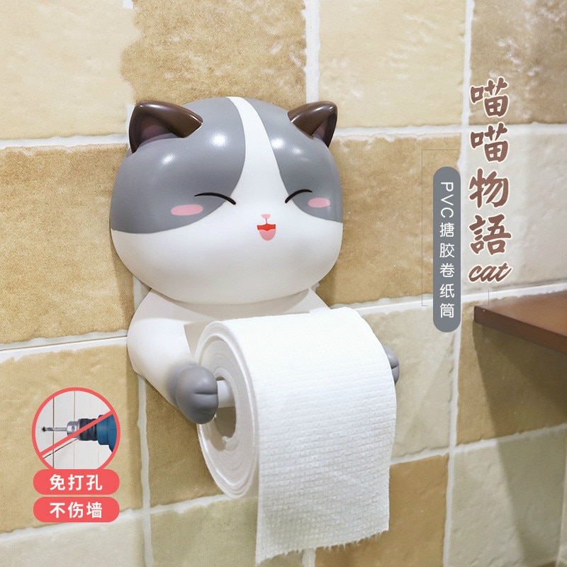 Wall Mount Cat Toilet Paper Holder