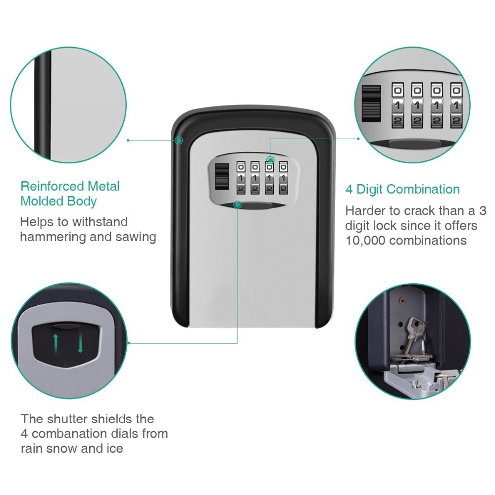 Wall Mount Lock Box Weatherproof Safe Box