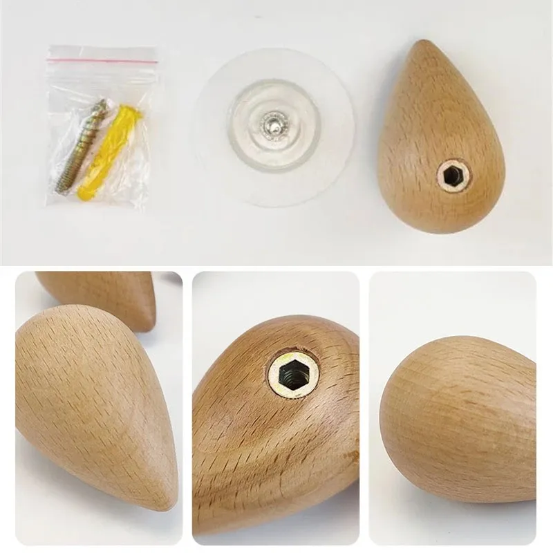Wall Mounted Coat Hook Natural Wood Clothes Hanger Decorative Water Drop Design Wall Mounted Coat Hook Natural Wood Clothes Hanger Decorative Water Drop Design