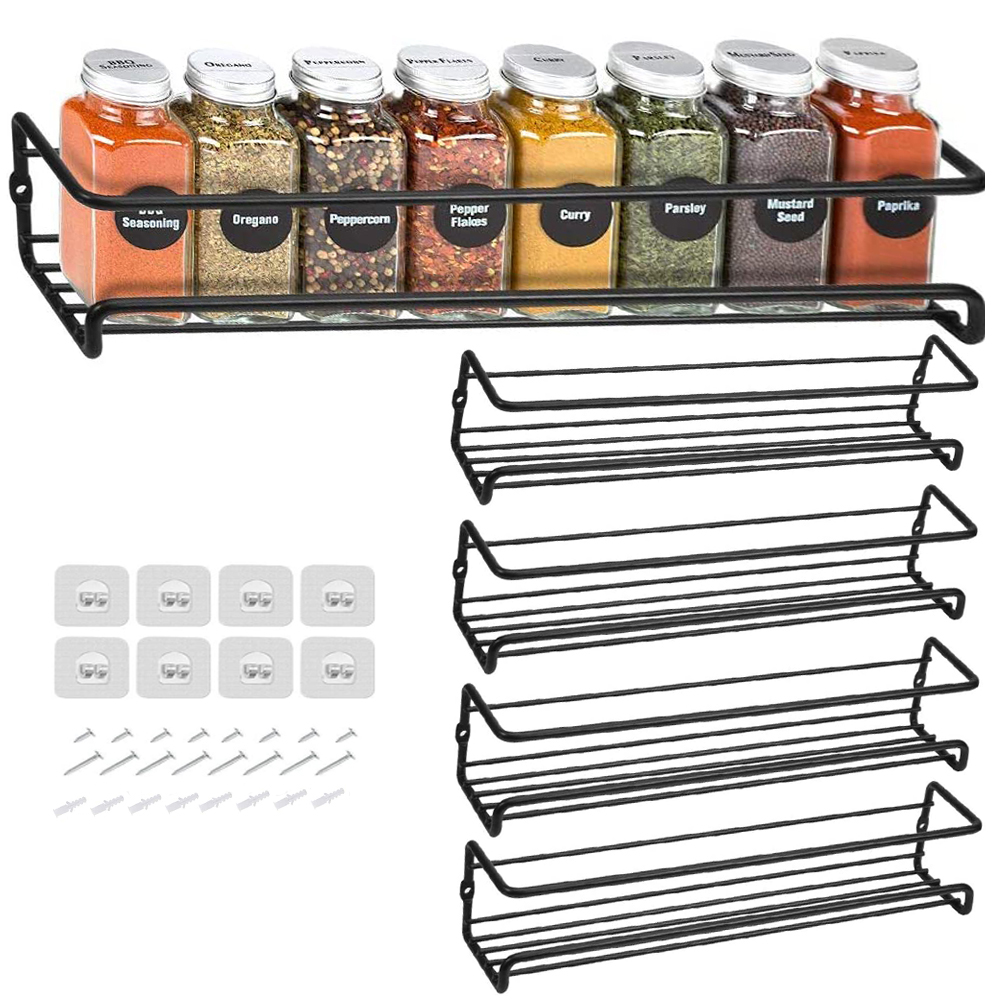 Wall Mounted Kitchen Seasoning Racks (4 pcs) Wall Mounted Kitchen Seasoning Racks (4 pcs)