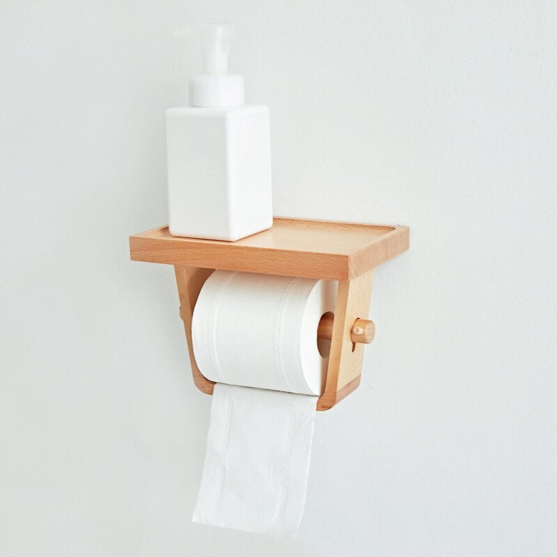 Wall-Mounted Wood Toilet Roll Holder Wall-Mounted Wood Toilet Roll Holder