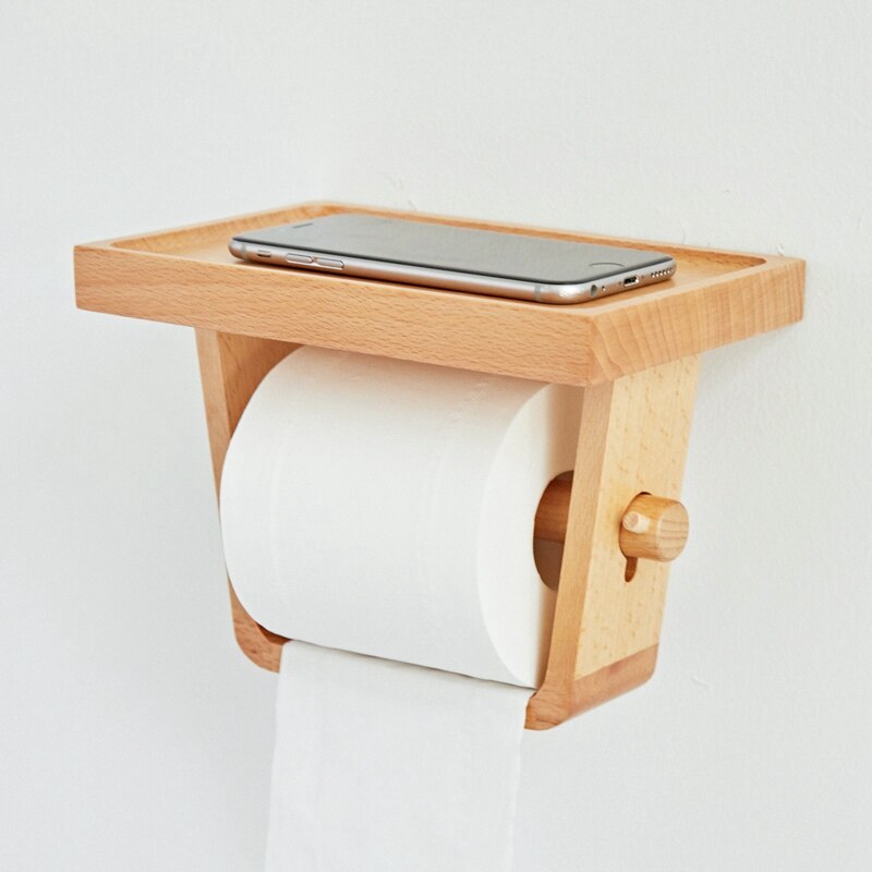 Wall-Mounted Wood Toilet Roll Holder Wall-Mounted Wood Toilet Roll Holder