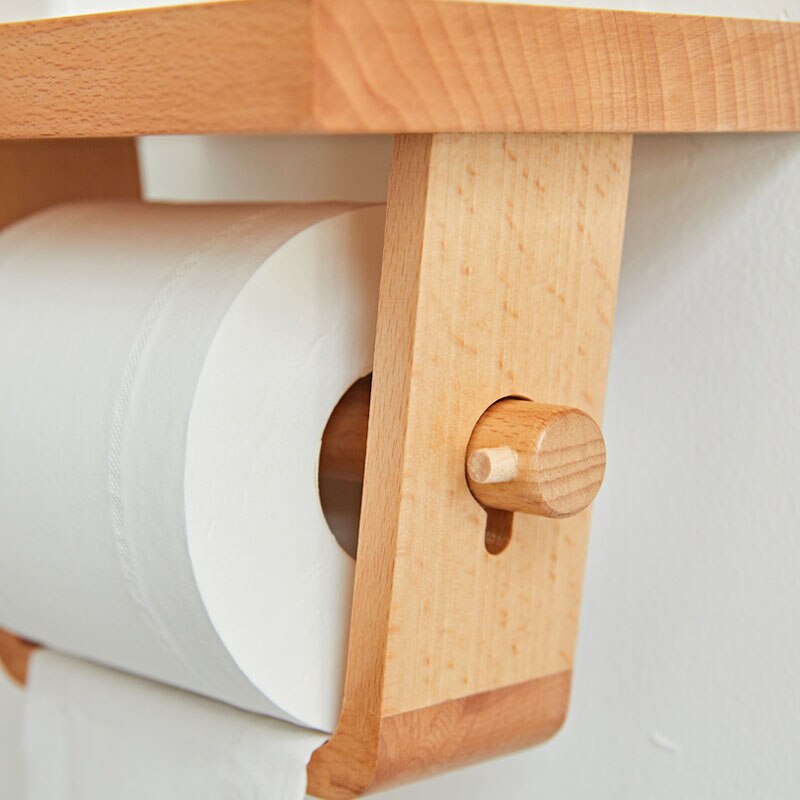 Wall-Mounted Wood Toilet Roll Holder Wall-Mounted Wood Toilet Roll Holder