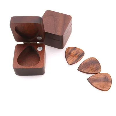 Walnut Wooden Guitar Pick Box
