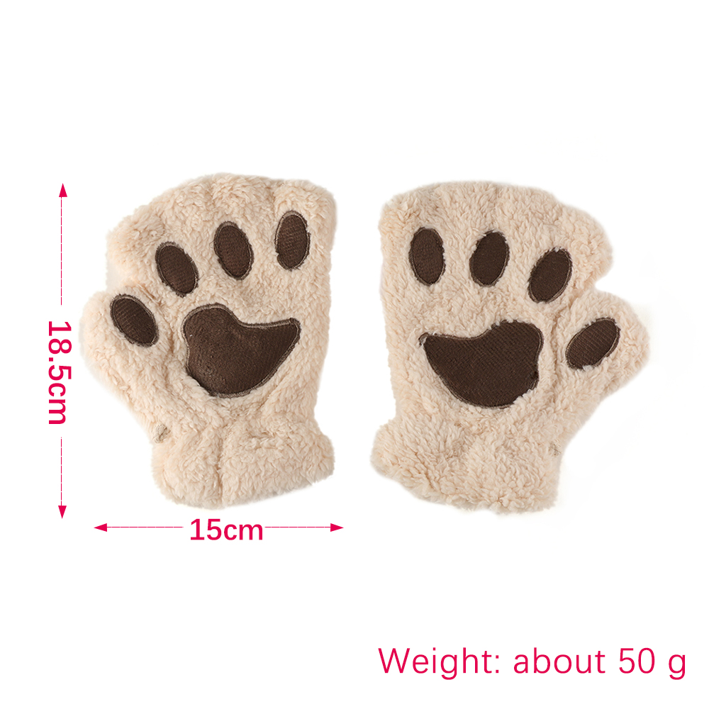 Warm Fingerless Cat Paw Mittens