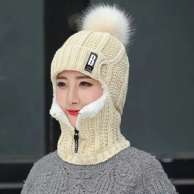 Warm Hat Knitting Plus Fleece Hair Five Gold Zipper Ear Protection Riding Cap Warm Hat Knitting Plus Fleece Hair Five Gold Zipper Ear Protection Riding Cap