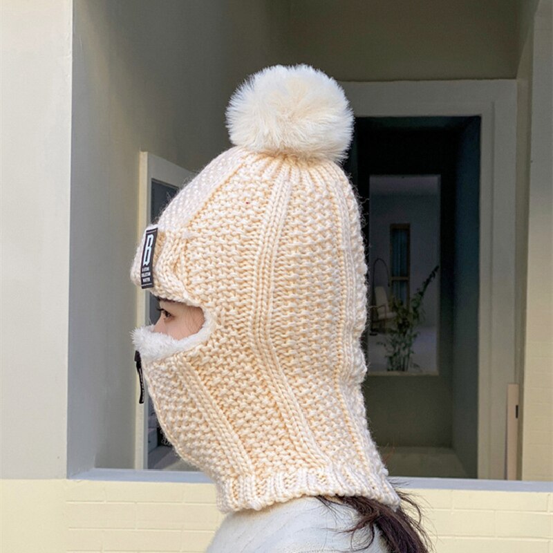 Warm Hat Knitting Plus Fleece Hair Five Gold Zipper Ear Protection Riding Cap Warm Hat Knitting Plus Fleece Hair Five Gold Zipper Ear Protection Riding Cap