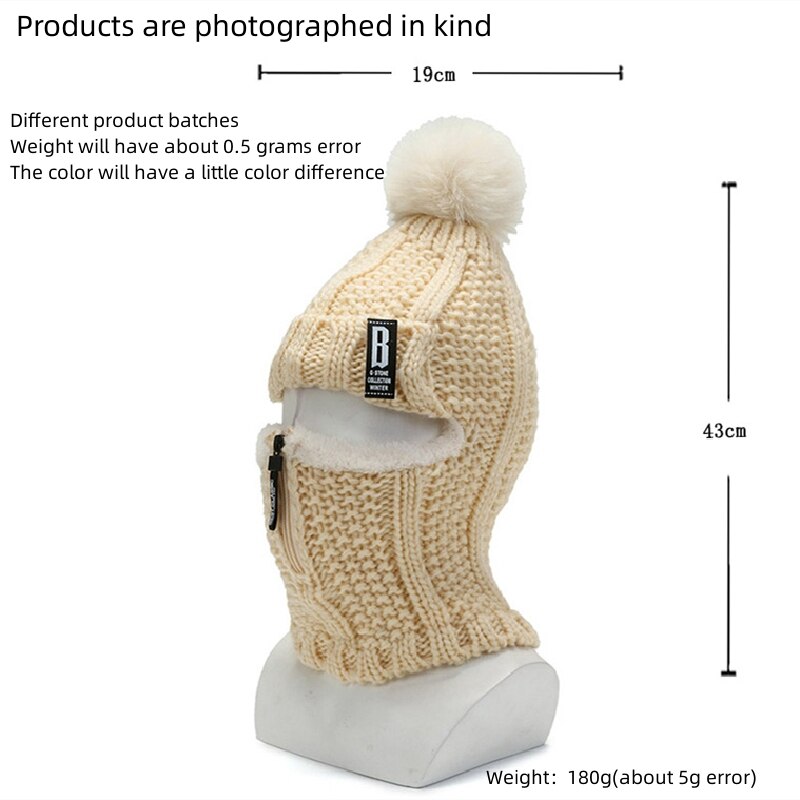 Warm Hat Knitting Plus Fleece Hair Five Gold Zipper Ear Protection Riding Cap Warm Hat Knitting Plus Fleece Hair Five Gold Zipper Ear Protection Riding Cap