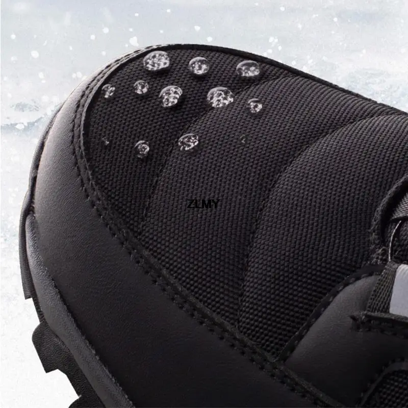 Warm Men's Snow Boots Waterproof Outdoor Winter Snowboots Rotated Button Men High Top Plush Cotton Shoes Man Winter