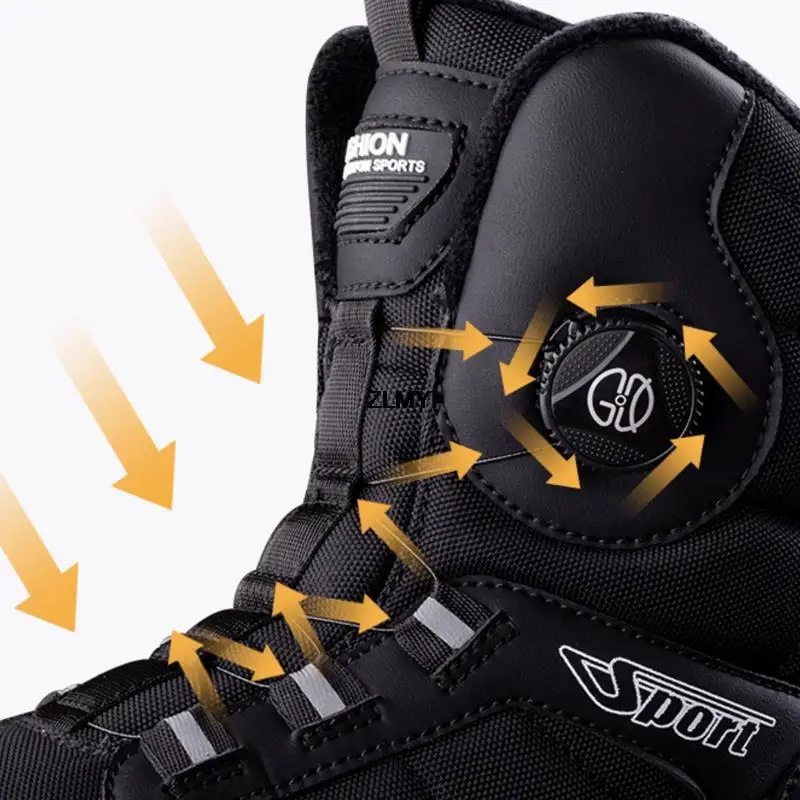 Warm Men's Snow Boots Waterproof Outdoor Winter Snowboots Rotated Button Men High Top Plush Cotton Shoes Man Winter