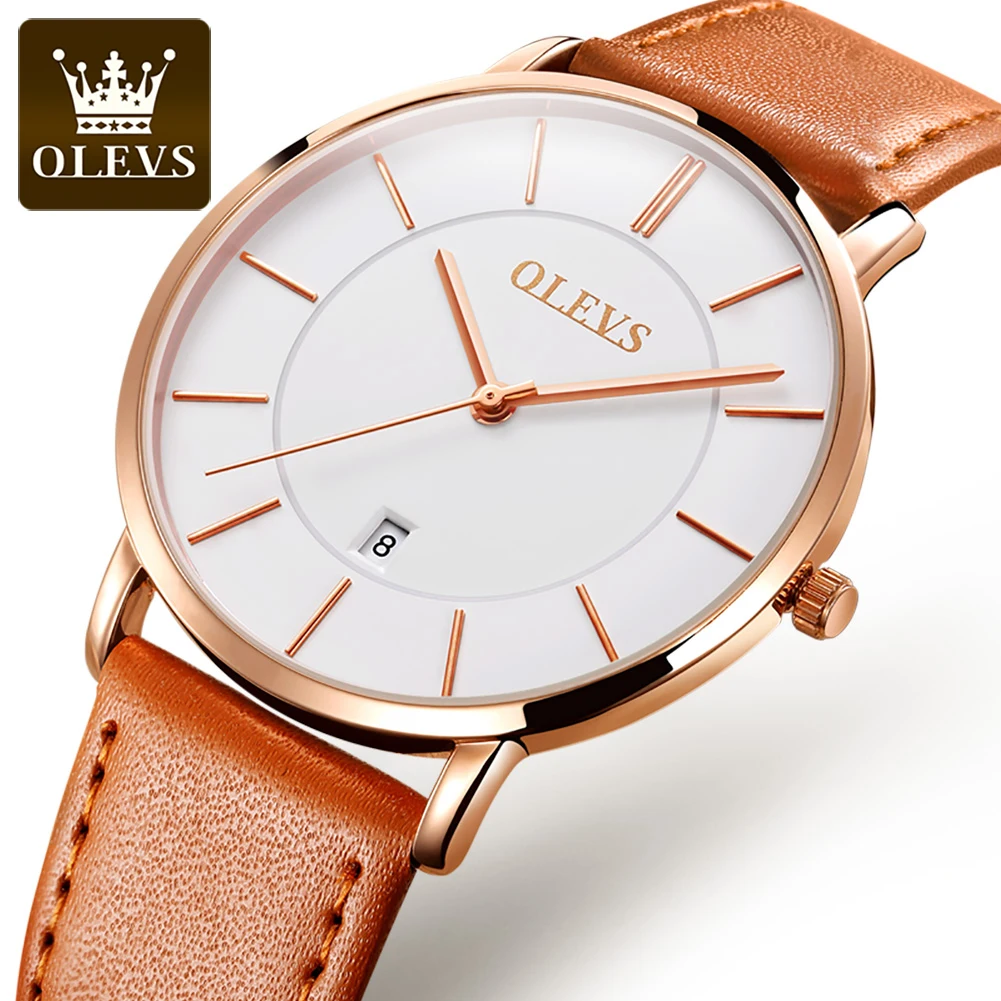Watch for Men Top Brand Luxury Quartz Wristwatches Sports Casual Genuine Leather Simple Design Thin Mens Watches