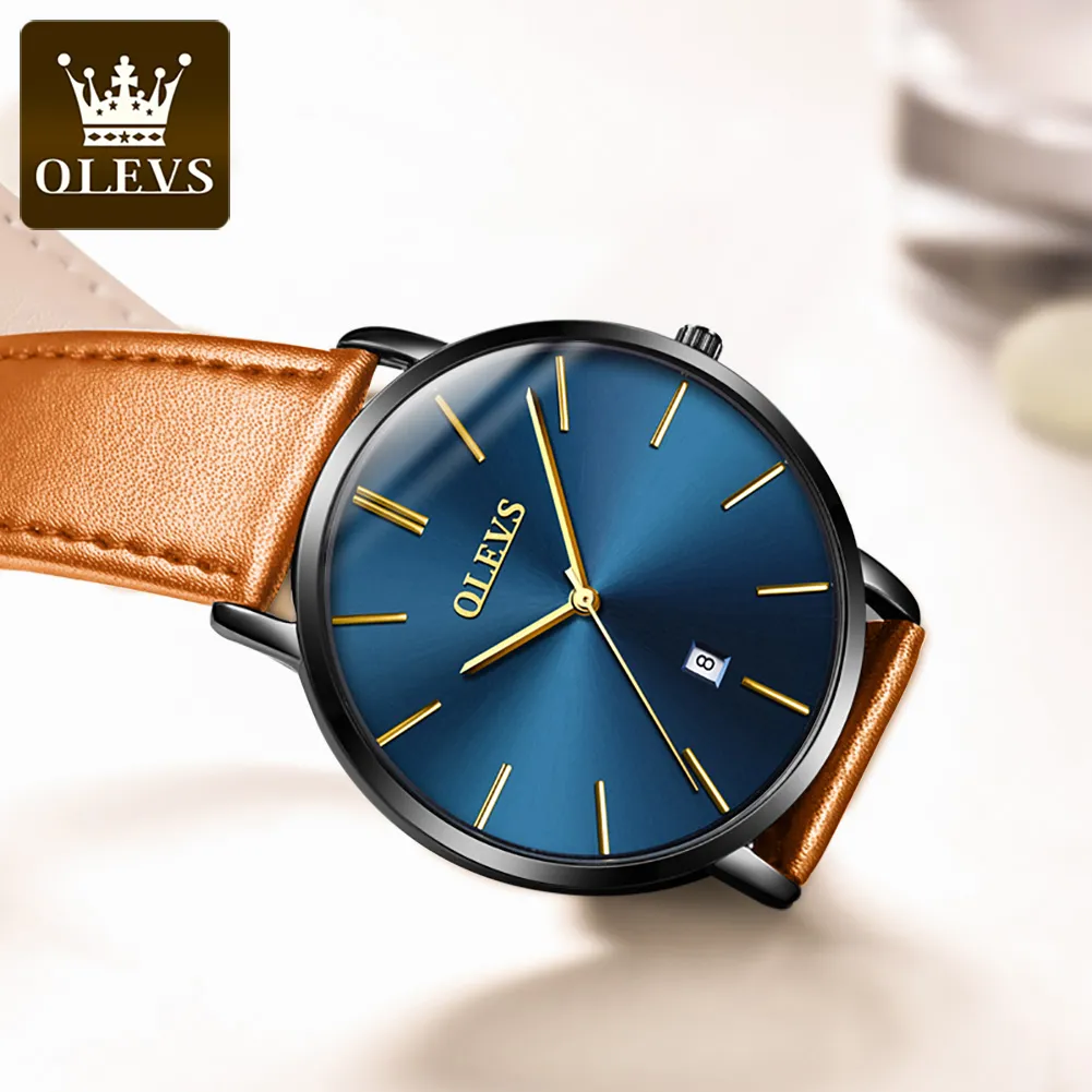 Watch for Men Top Brand Luxury Quartz Wristwatches Sports Casual Genuine Leather Simple Design Thin Mens Watches