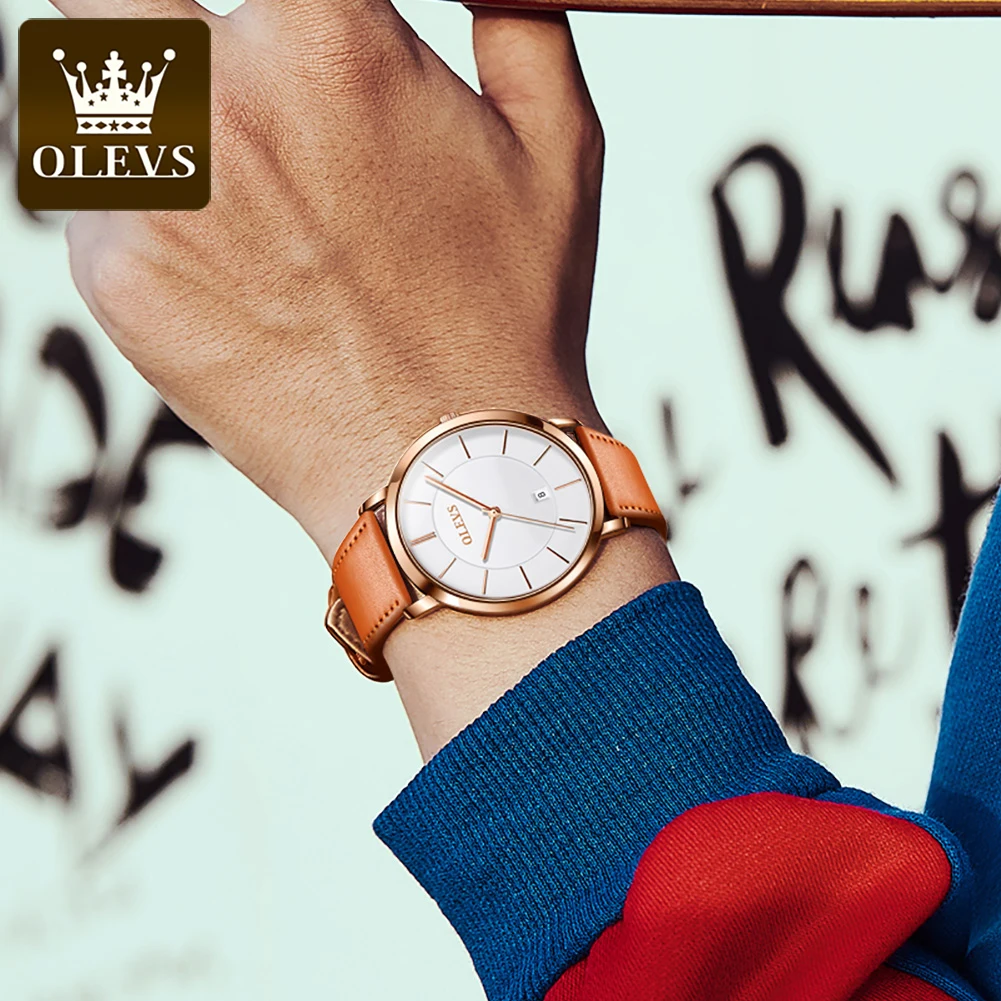 Watch for Men Top Brand Luxury Quartz Wristwatches Sports Casual Genuine Leather Simple Design Thin Mens Watches