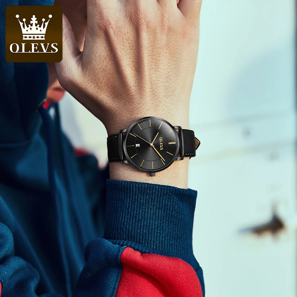Watch for Men Top Brand Luxury Quartz Wristwatches Sports Casual Genuine Leather Simple Design Thin Mens Watches