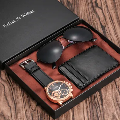 Watch Set for Men with Shades and Wallet