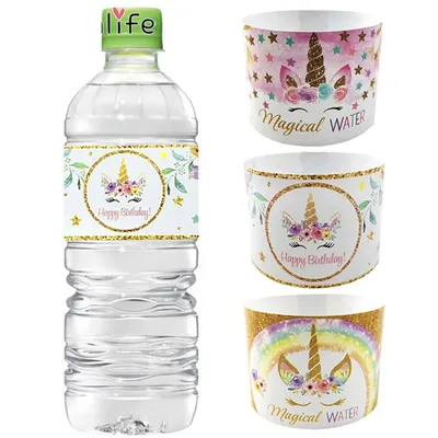Water Bottle Labels Unicorn Design (24pcs) Water Bottle Labels Unicorn Design (24pcs)