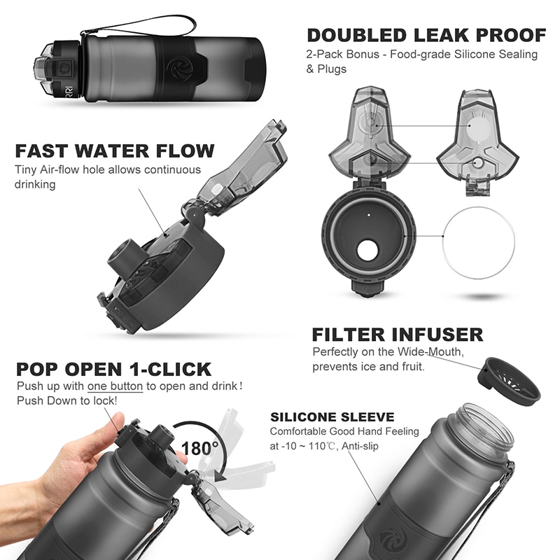 Water Bottle With Filter Leakproof Flask Water Bottle With Filter Leakproof Flask