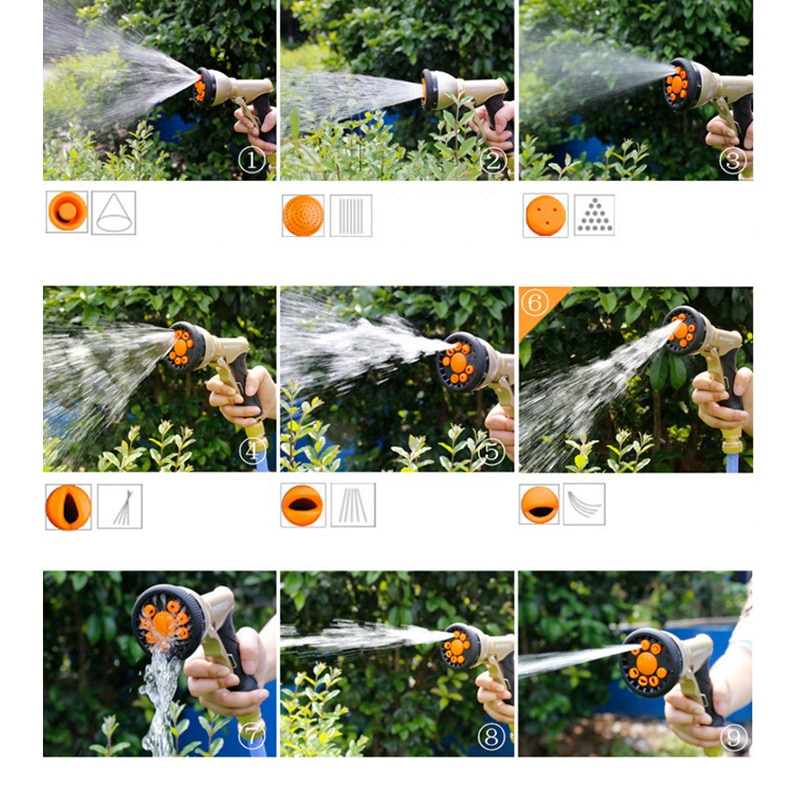 Water Hose Nozzle with 8 Spray Patterns