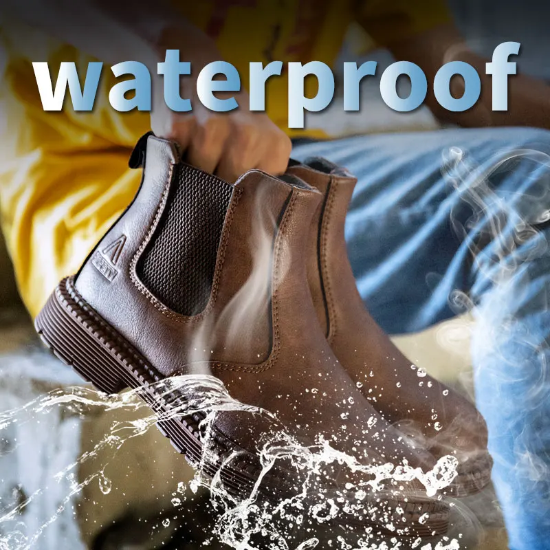 Water Proof Safety Work Shoes For Men Steel Head Leather Boots Male Footwear Indestructible Construction Work Shoes Water Proof Safety Work Shoes For Men Steel Head Leather Boots Male Footwear Indestructible Construction Work Shoes
