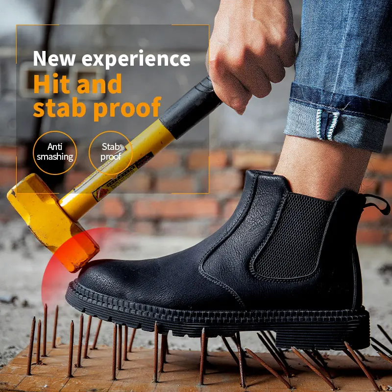 Water Proof Safety Work Shoes For Men Steel Head Leather Boots Male Footwear Indestructible Construction Work Shoes Water Proof Safety Work Shoes For Men Steel Head Leather Boots Male Footwear Indestructible Construction Work Shoes