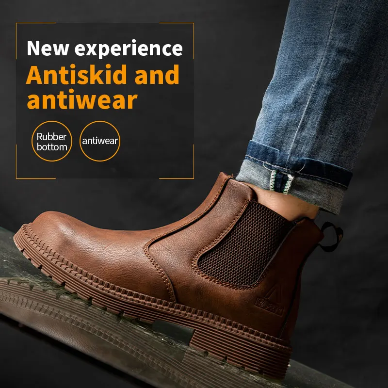 Water Proof Safety Work Shoes For Men Steel Head Leather Boots Male Footwear Indestructible Construction Work Shoes Water Proof Safety Work Shoes For Men Steel Head Leather Boots Male Footwear Indestructible Construction Work Shoes