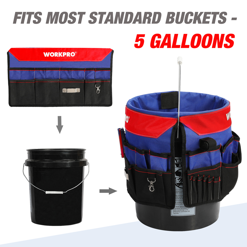 Water Resistant Foldable Tool Bucket Organizer